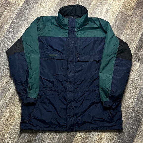Vintage Columbia Ski Jacket Size XXL Green 90s Winter Coat Gizzmo Trench - Picture 1 of 4